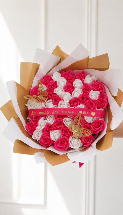 Buchet 57 trandafiri săpun
